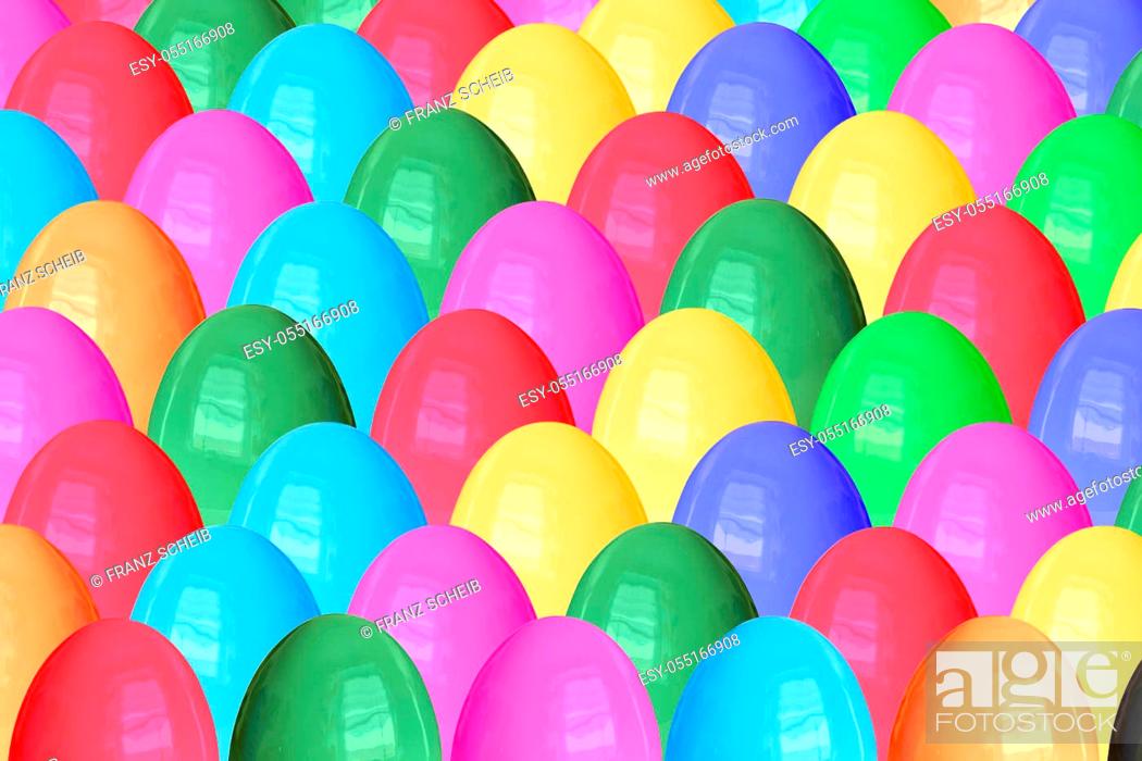 Stock Photo: colorful shiny porcelain Easter eggs.
