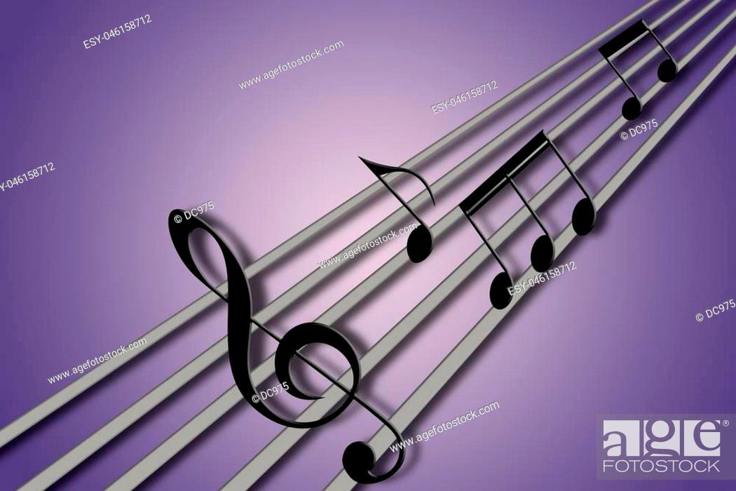 Stock Photo: concept of music notes playing in some guitar strings.