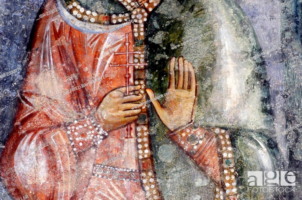 Imagen: Presumably St. Paraskeva, Pyatnitsa, fresco in the Crusader Church, Benedictine Abbey, Abbaye Sainte Marie de la Resurrection, Abu Gosh, Emmaus, Israel.