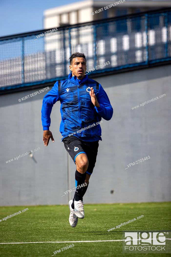 Stock Photo: Club's Nabil Dirar pictured in action during a training session of Jupiler Pro League team Club Brugge, Thursday 22 April 2021 in Brugge.