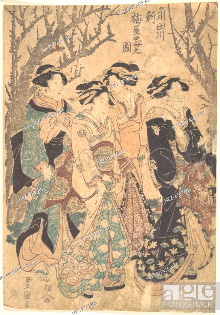 Stock Photo: Four Women Passing a Group of Trees. Creator: Utagawa Toyokuni I.