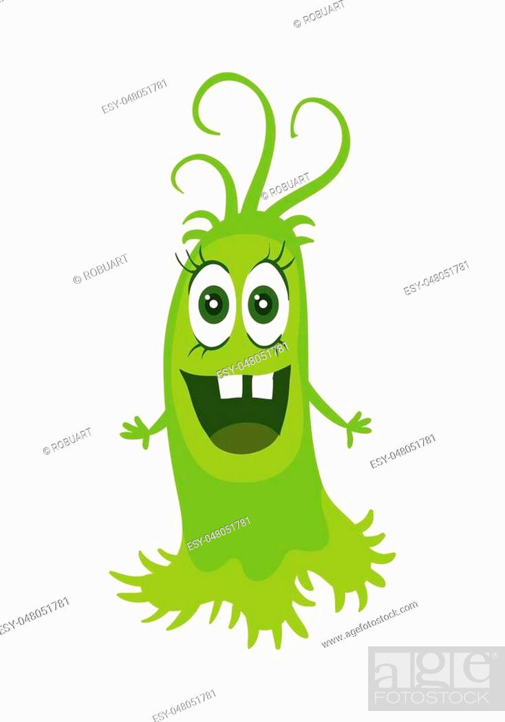 Cartoon green monster. Funny smiling germ. Character with big eyes, Stock  Vector, Vector And Low Budget Royalty Free Image. Pic. ESY-048051781 |  agefotostock
