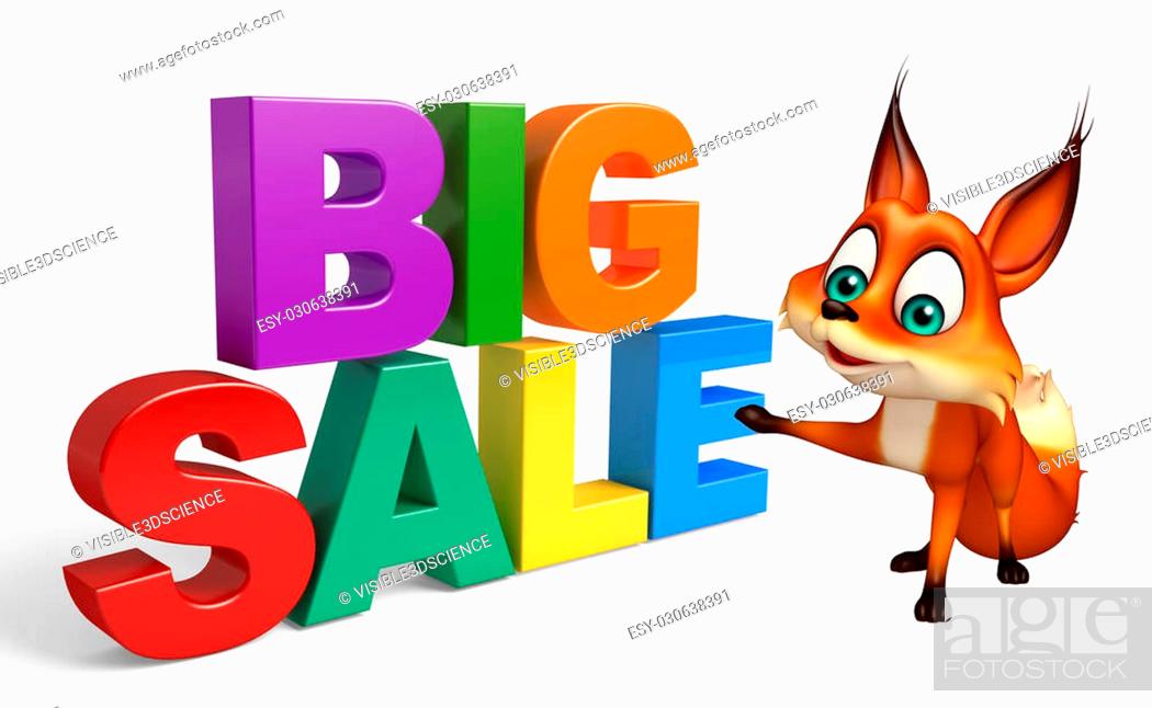3d rendered illustration of Fox cartoon character with big sale sign, Stock  Photo, Picture And Low Budget Royalty Free Image. Pic. ESY-030638391 |  agefotostock