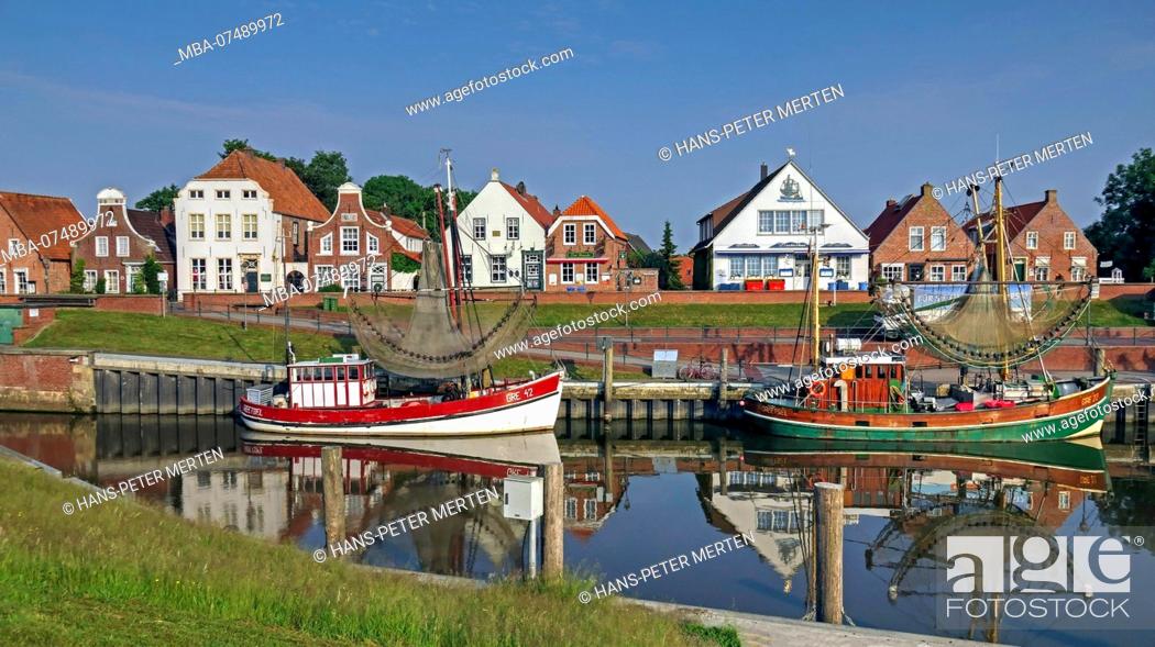 Stock Photo: Crab cutter in the harbor of Greetsiel, East Frisia, Lower Saxony, Germany.