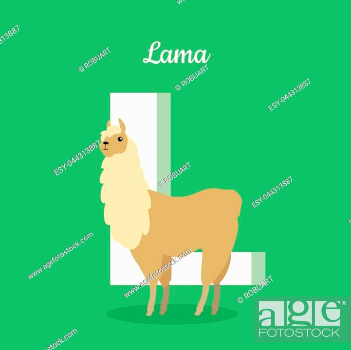 Animals alphabet. Letter - L. Brown lama stands near letter, Stock Vector,  Vector And Low Budget Royalty Free Image. Pic. ESY-044313887 | agefotostock