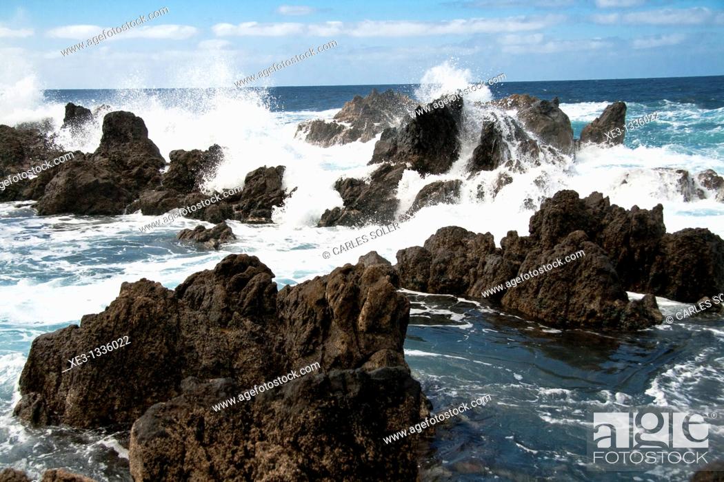 Stock Photo: Breakwater in Porto Moniz, Madeira, Portugal.
