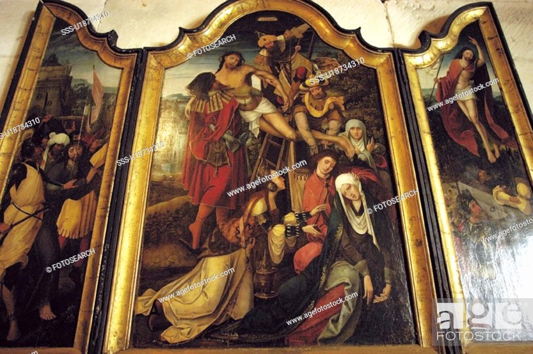 Stock Photo: Religious, Spain, Picture, City, Burgos, Town, Art, Paint, Monastery, Triptych, Las Huelgas, Castile And Leon