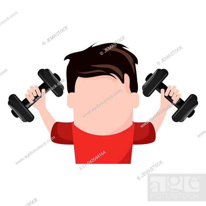  Icono de peso de elevación de dibujos animados de hombre.  Fitness gym bodybuilding bodycare and fit theme, Foto de Stock, Vector Low Budget Royalty Free.  Foto.  ESY