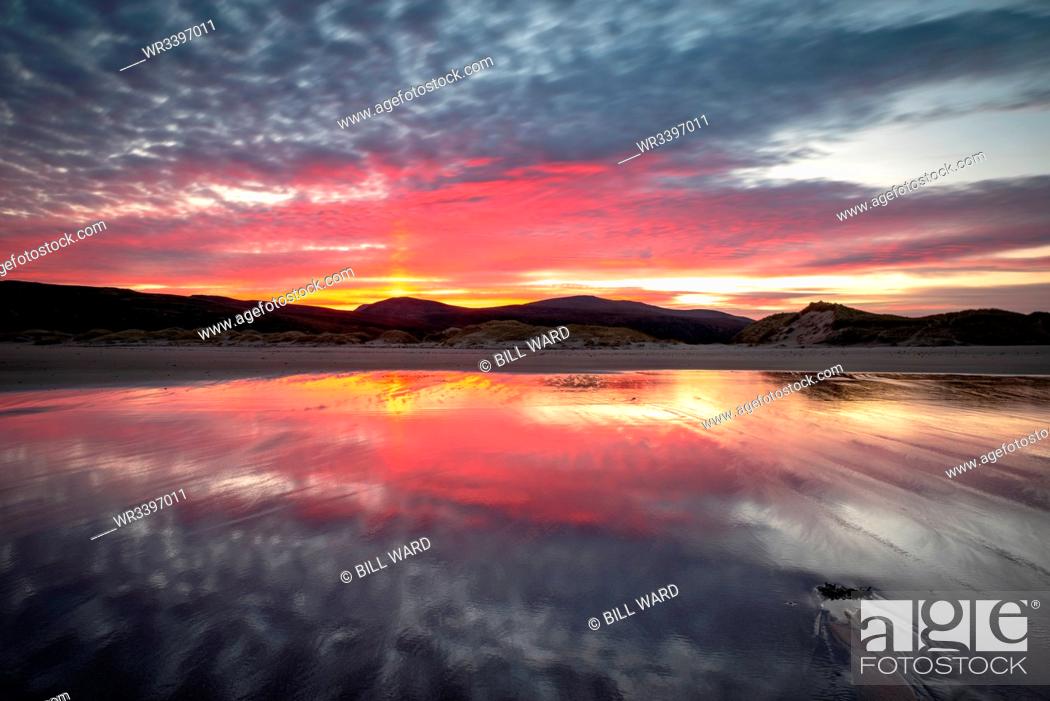 Stock Photo: Sandwood Bay at sunrise, Sutherland, Scotland, United Kingdom, Europe.