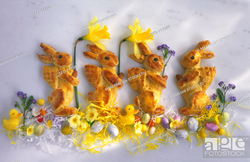 Stock Photo: Four Easter Bunnies.