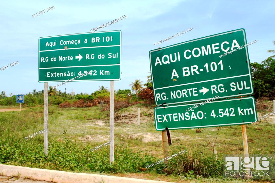 Stock Photo: BR 101, Marco Zero, Touros, Rio Grande do Norte, Brazil.
