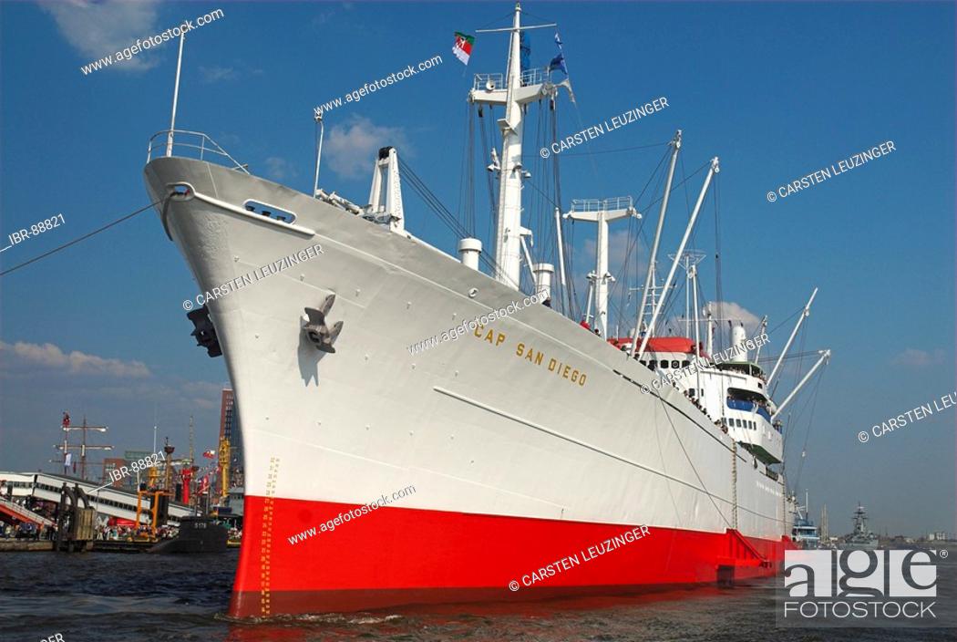 Stock Photo: Museum ship Cap San Diego in Hamburg during the 817th anniversary of Hamburg Harbour, Hamburg, Germany.