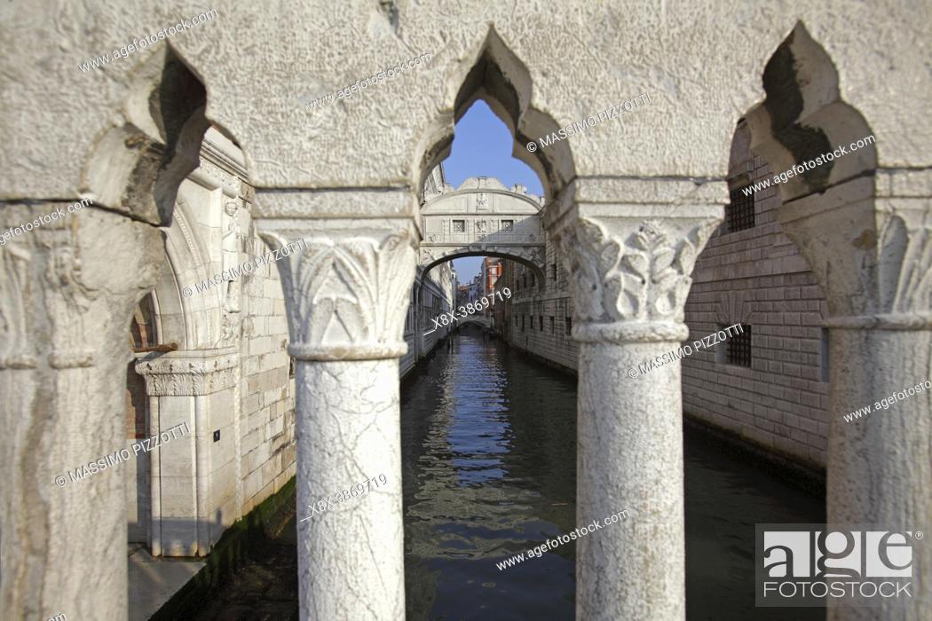 Stock Photo: Framed view of Bridge of Sighs, Venice, Italy.