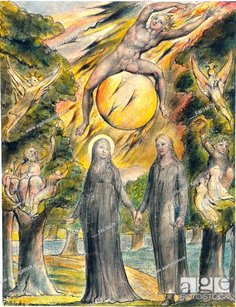 William Blake The Sun at His Eastern Gate Vintage Print 