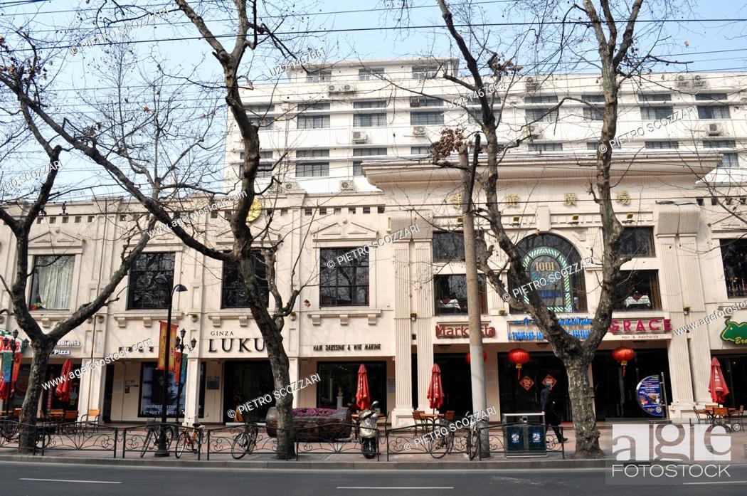 Stock Photo: Shanghai (China): building along Hengshan Road in the French Concession.
