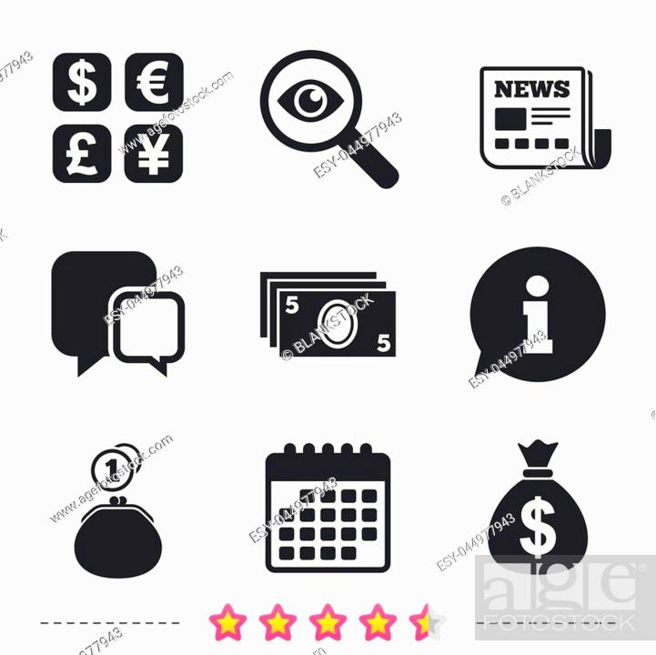 Currency Exchange Icon Cash Money Bag And Wallet With Coins Signs