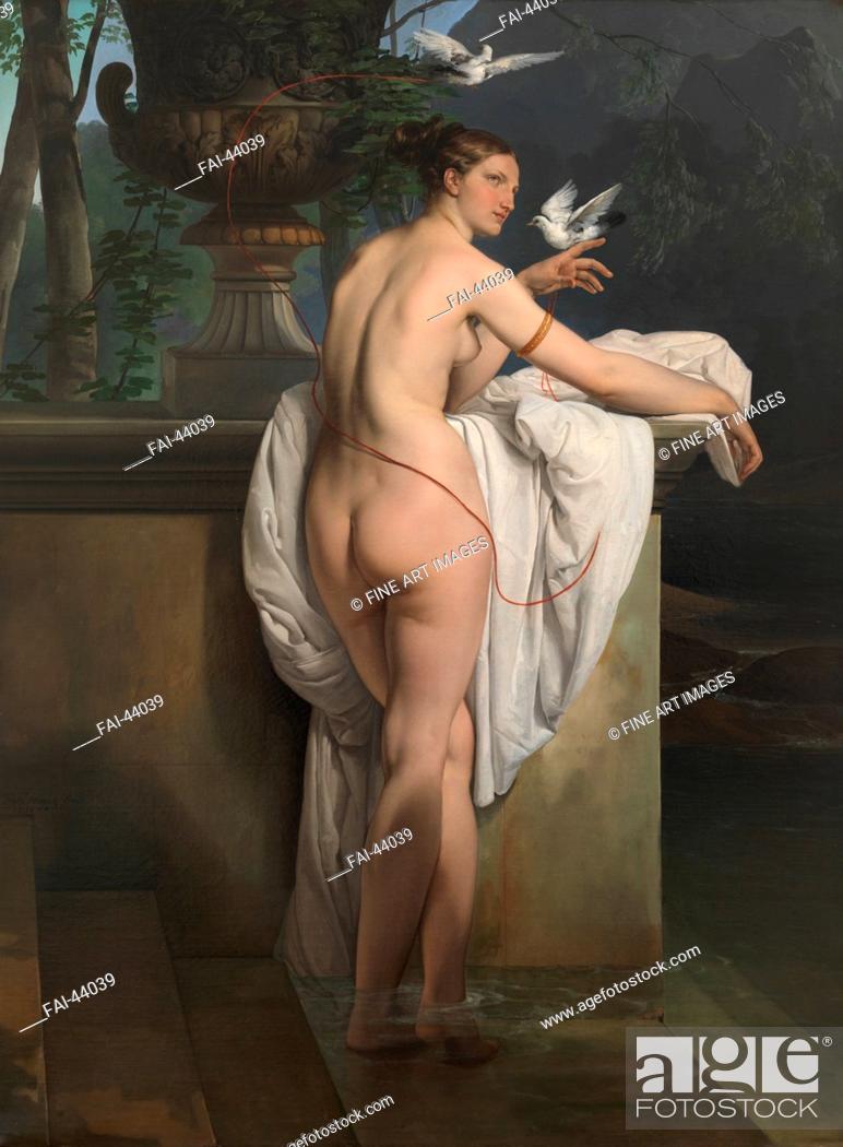 Stock Photo: Venus Playing with Two Doves (Portrait of the Ballerina Carlotta Chabert) by Hayez, Francesco (1791-1882)/Oil on canvas/Romanticism/1830/Italy.
