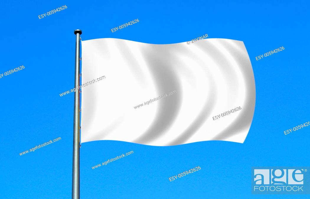 Stock Photo: White flag waving on the wind.