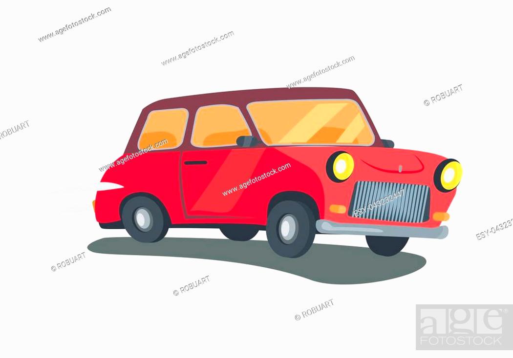 Icon of red retro two-door station wagon with round headlights isolated  vector illustration on white..., Stock Vector, Vector And Low Budget  Royalty Free Image. Pic. ESY-043232447 | agefotostock