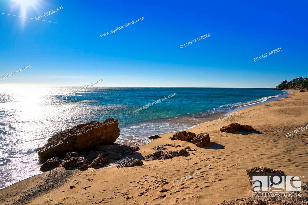 Stock Photo: Platja Penyals beach playa in Miami-Platja of Tarragona at Costa Dorada of Catalonia.