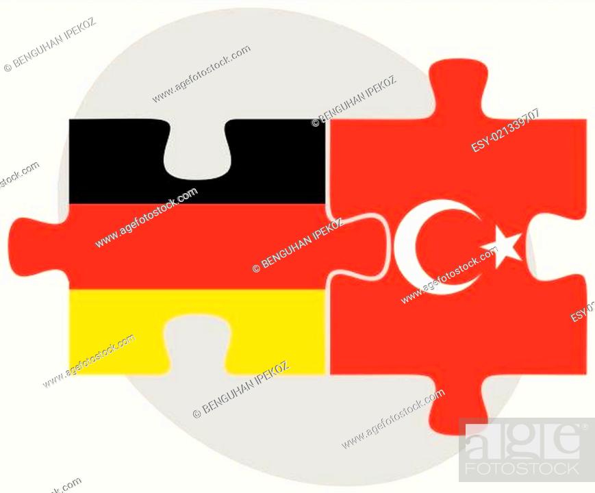 Vecteur de stock: Germany and Turkey Flags in puzzle.