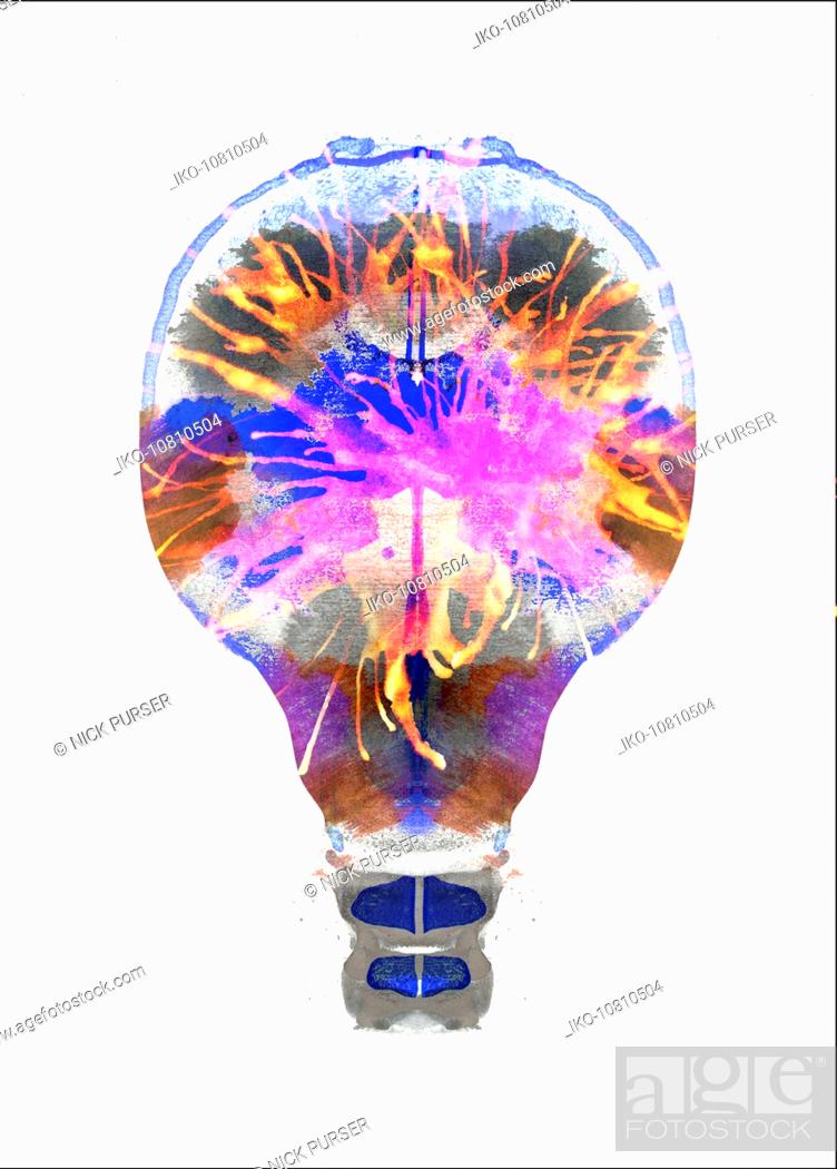 Imagen: Multi coloured sparks inside of light bulb.