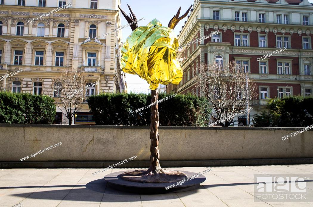 Stock Photo: Wrapped Zodiac, a sculpture project by Ai Weiwei, the world-renowned Chinese artist and critic of the Beijing regime, was put on display outside the Trade Fair.
