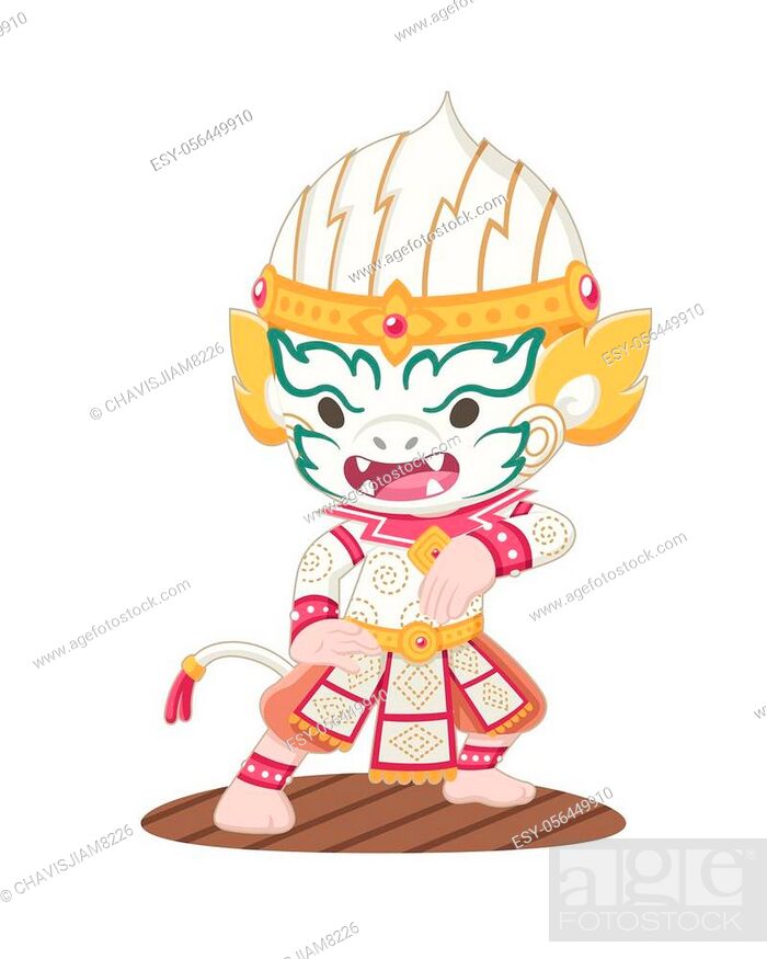 Cute cartoon style Khon Thai Hanuman performing vector illustration, Stock  Vector, Vector And Low Budget Royalty Free Image. Pic. ESY-056449910 |  agefotostock