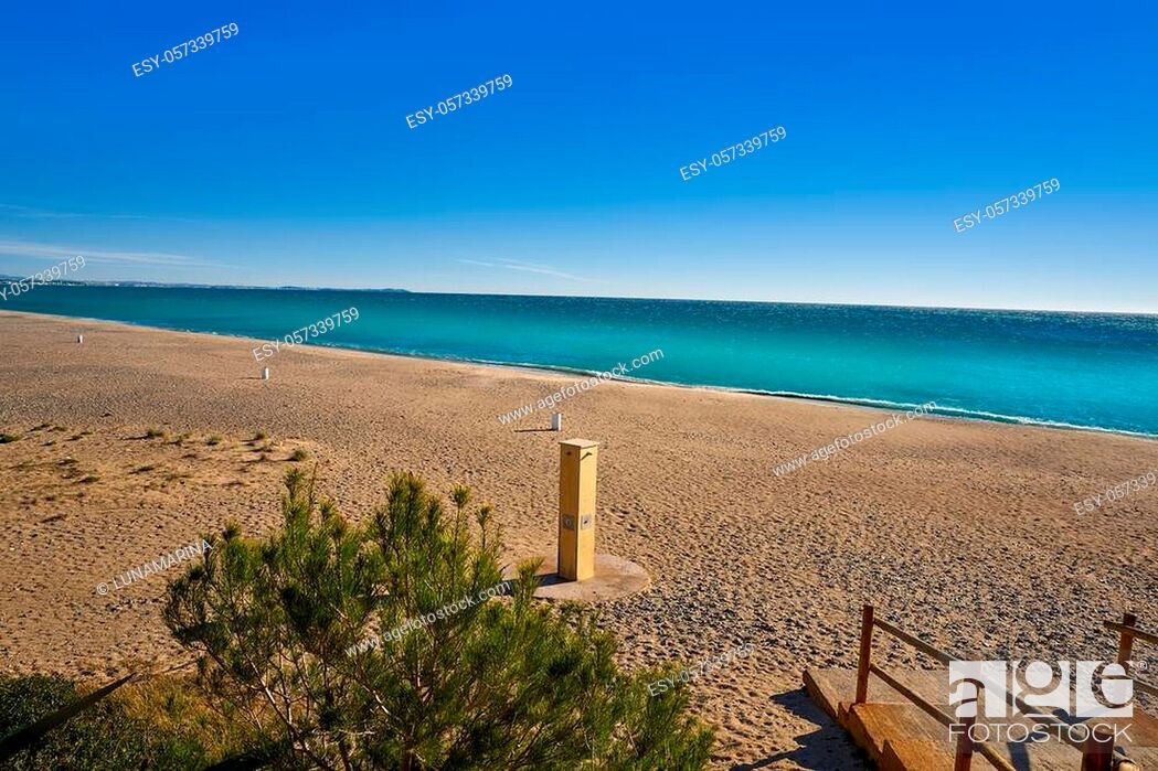Stock Photo: Platja L'Estany Gelat beach playa in Miami-Platja of Tarragona at Costa Dorada of Catalonia.