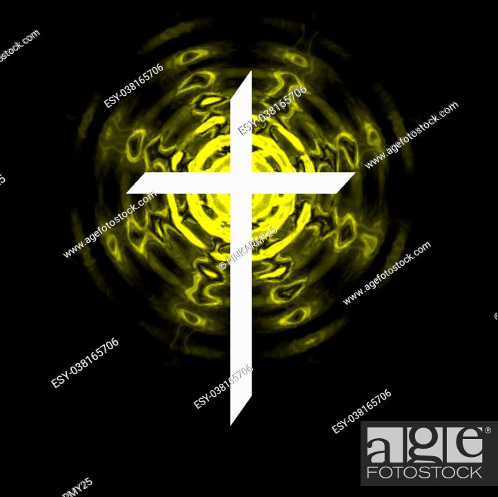 White cross on black background with yellow radiating, Stock Photo, Picture  And Low Budget Royalty Free Image. Pic. ESY-038165706 | agefotostock