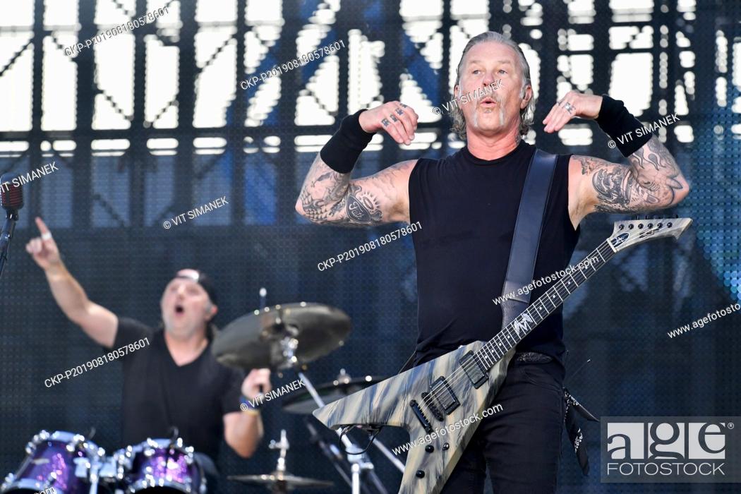 Stock Photo: The Metallica heavy metal band opened its Prague concert for some 70, 000 people with the Ecstasy of Gold song by Ennio Morricone from The Good.