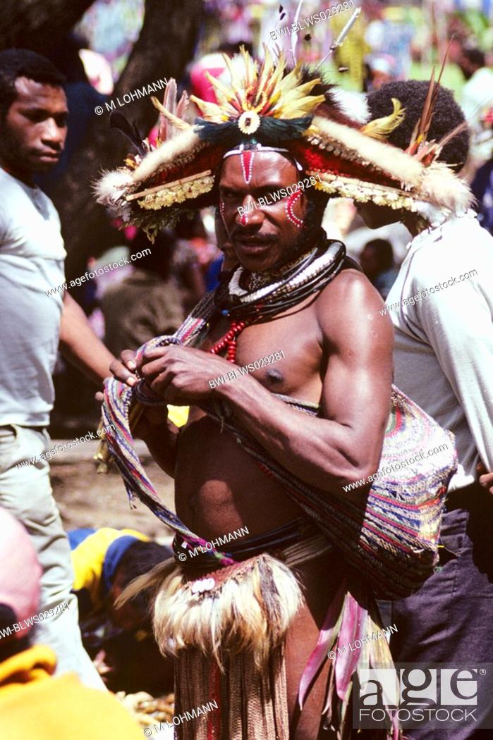 Stock Photo: portrait of a man, Tari warrior, Southern Highlands, Papua New Guinea.