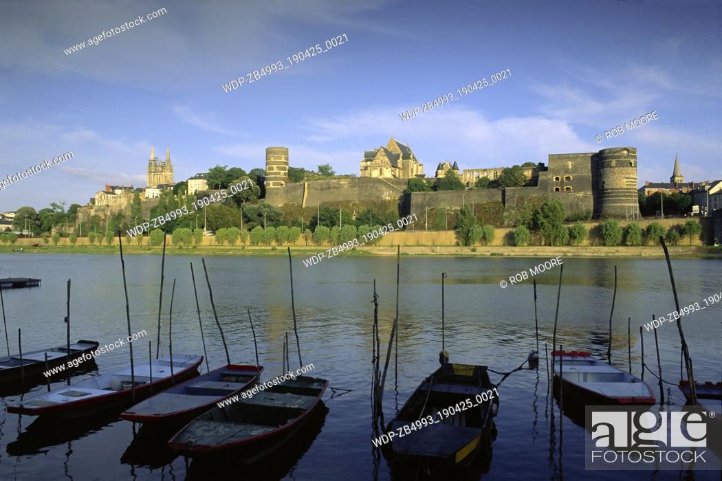 Stock Photo: View of the town over River Maine.