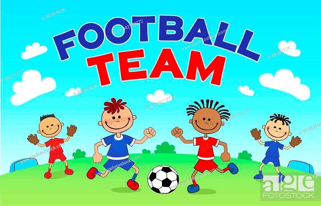 football players. cartoon boys playing soccer on the sport field, Stock  Vector, Vector And Low Budget Royalty Free Image. Pic. ESY-042113772 |  agefotostock