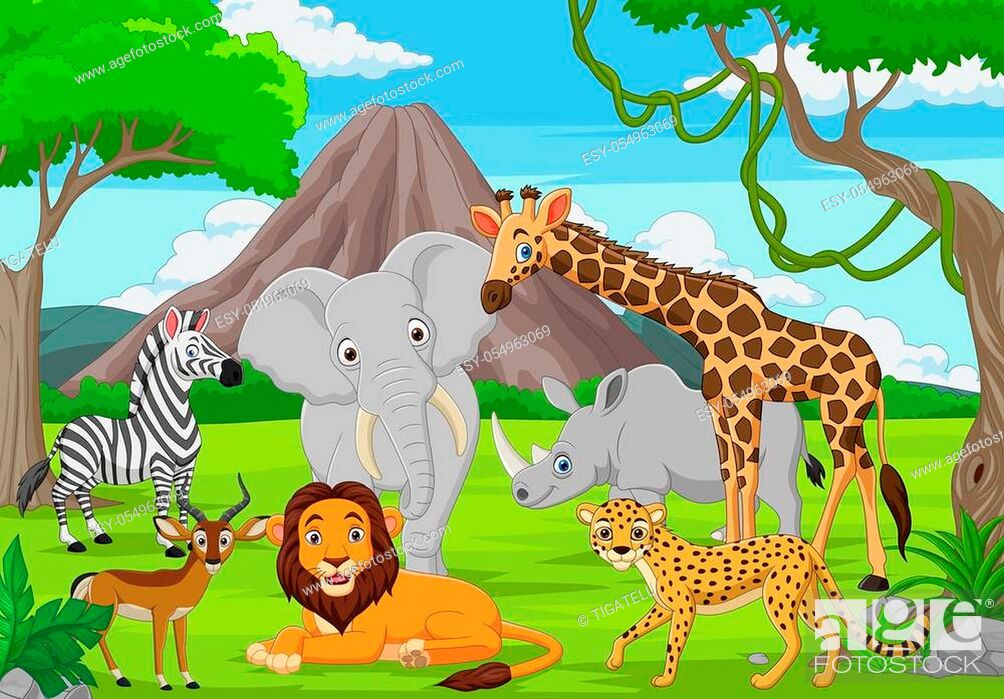 Vector illustration of Cartoon wild animals in the jungle, Stock Vector,  Vector And Low Budget Royalty Free Image. Pic. ESY-054963069 | agefotostock