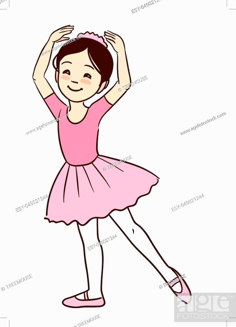 Vector hand drawn cartoon character illustration of a smiling cute little  Asian ballerina girl..., Stock Vector, Vector And Low Budget Royalty Free  Image. Pic. ESY-049021244 | agefotostock